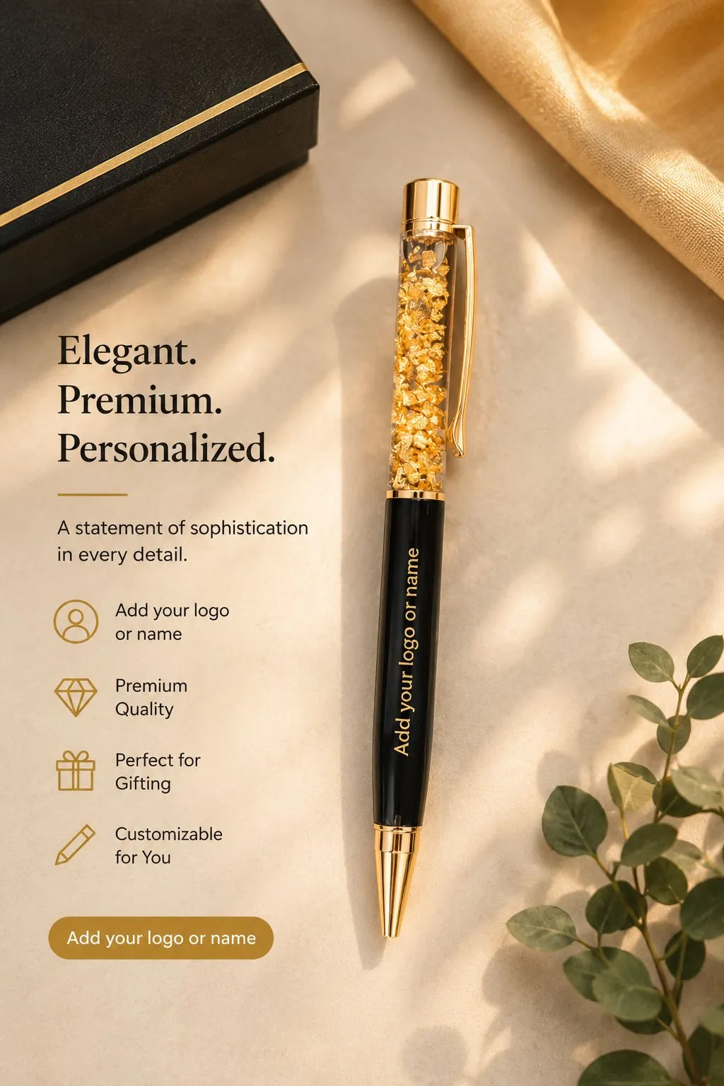 Personalized Gold Foil Pen & Keychain Gift Set - Image 2