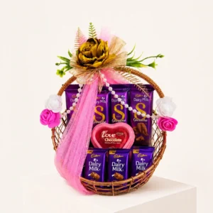 Dairy Milk Silk Chocolate Gift Basket by Kaushik Krafts