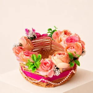 Pink Floral Hamper Basket by Kaushik Krafts